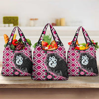 Pink Taniko Motif Aotearoa Manaia and Silver Fern Grocery Bag LT03 3-pack One Size Pink - Polynesian Pride