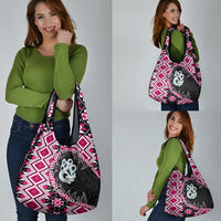 Pink Taniko Motif Aotearoa Manaia and Silver Fern Grocery Bag LT03 - Polynesian Pride