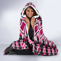Pink Taniko Motif Aotearoa Manaia and Silver Fern Hooded Blanket LT03 - Polynesian Pride