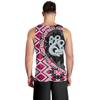 Pink Taniko Motif Aotearoa Manaia and Silver Fern Men Tank Top LT03 - Polynesian Pride