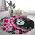 Pink Taniko Motif Aotearoa Manaia and Silver Fern Round Carpet