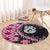 Pink Taniko Motif Aotearoa Manaia and Silver Fern Round Carpet