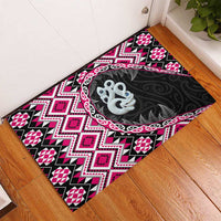Pink Taniko Motif Aotearoa Manaia and Silver Fern Rubber Doormat LT03 - Polynesian Pride