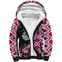 Pink Taniko Motif Aotearoa Manaia and Silver Fern Sherpa Hoodie LT03 Unisex Pink - Polynesian Pride