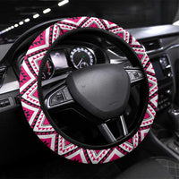 Pink Taniko Motif Aotearoa Manaia and Silver Fern Steering Wheel Cover LT03 Universal Fit Pink - Polynesian Pride