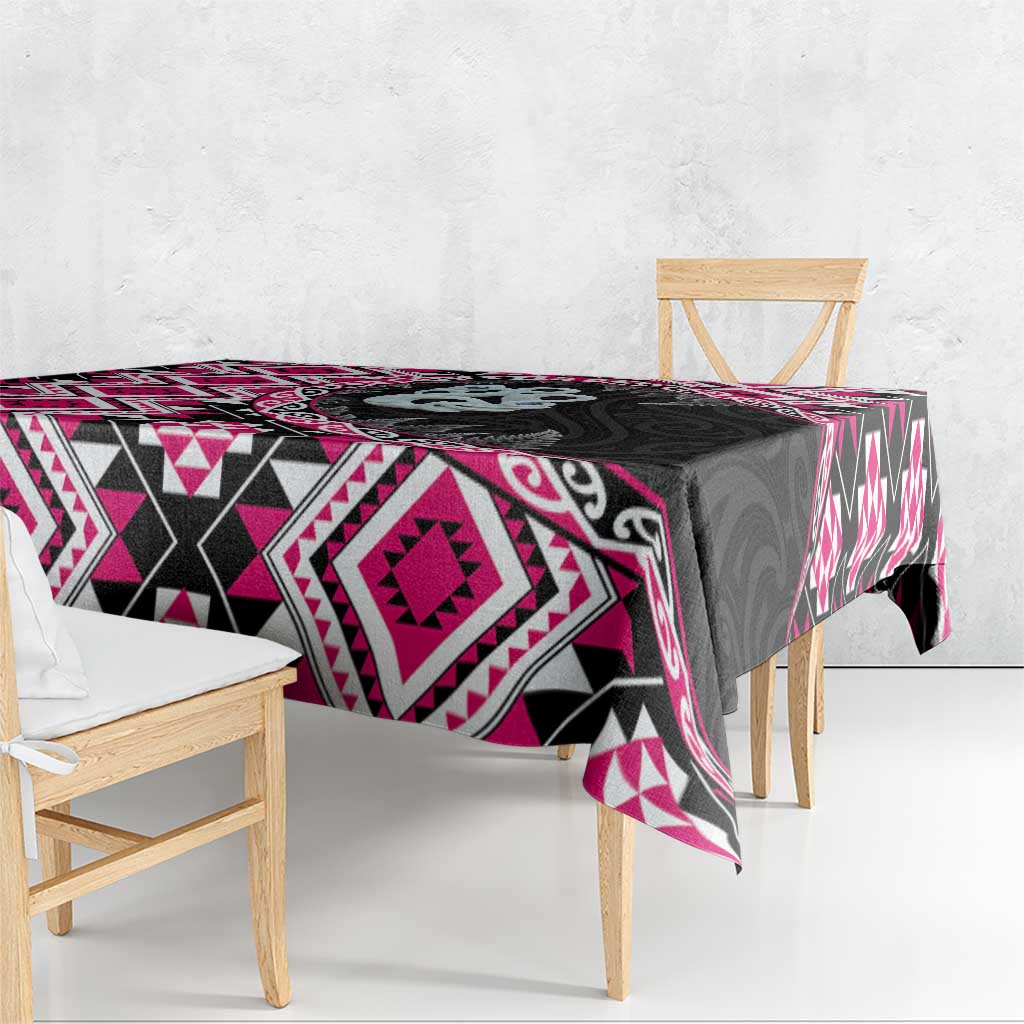 Pink Taniko Motif Aotearoa Manaia and Silver Fern Tablecloth LT03 - Polynesian Pride