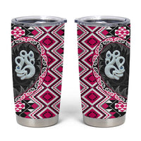 Pink Taniko Motif Aotearoa Manaia and Silver Fern Tumbler Cup LT03 Pink - Polynesian Pride