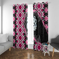 Pink Taniko Motif Aotearoa Manaia and Silver Fern Window Curtain LT03 With Grommets Pink - Polynesian Pride