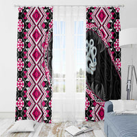 Pink Taniko Motif Aotearoa Manaia and Silver Fern Window Curtain LT03 - Polynesian Pride