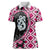 Pink Taniko Motif Aotearoa Manaia and Silver Fern Women Polo Shirt