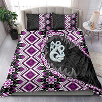 Purple Taniko Motif Aotearoa Manaia and Silver Fern Bedding Set