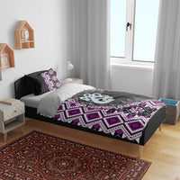 Purple Taniko Motif Aotearoa Manaia and Silver Fern Bedding Set