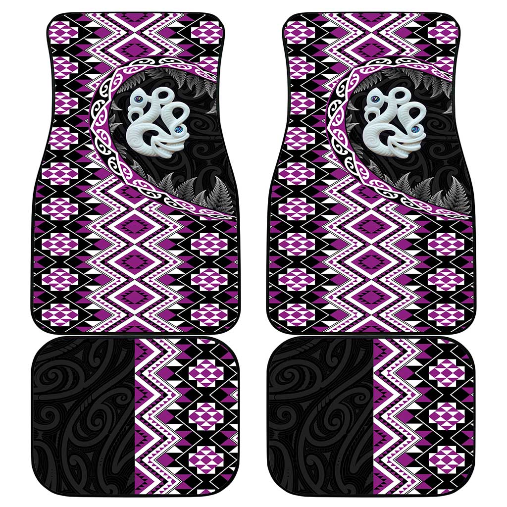 Purple Taniko Motif Aotearoa Manaia and Silver Fern Car Mats LT03 - Polynesian Pride