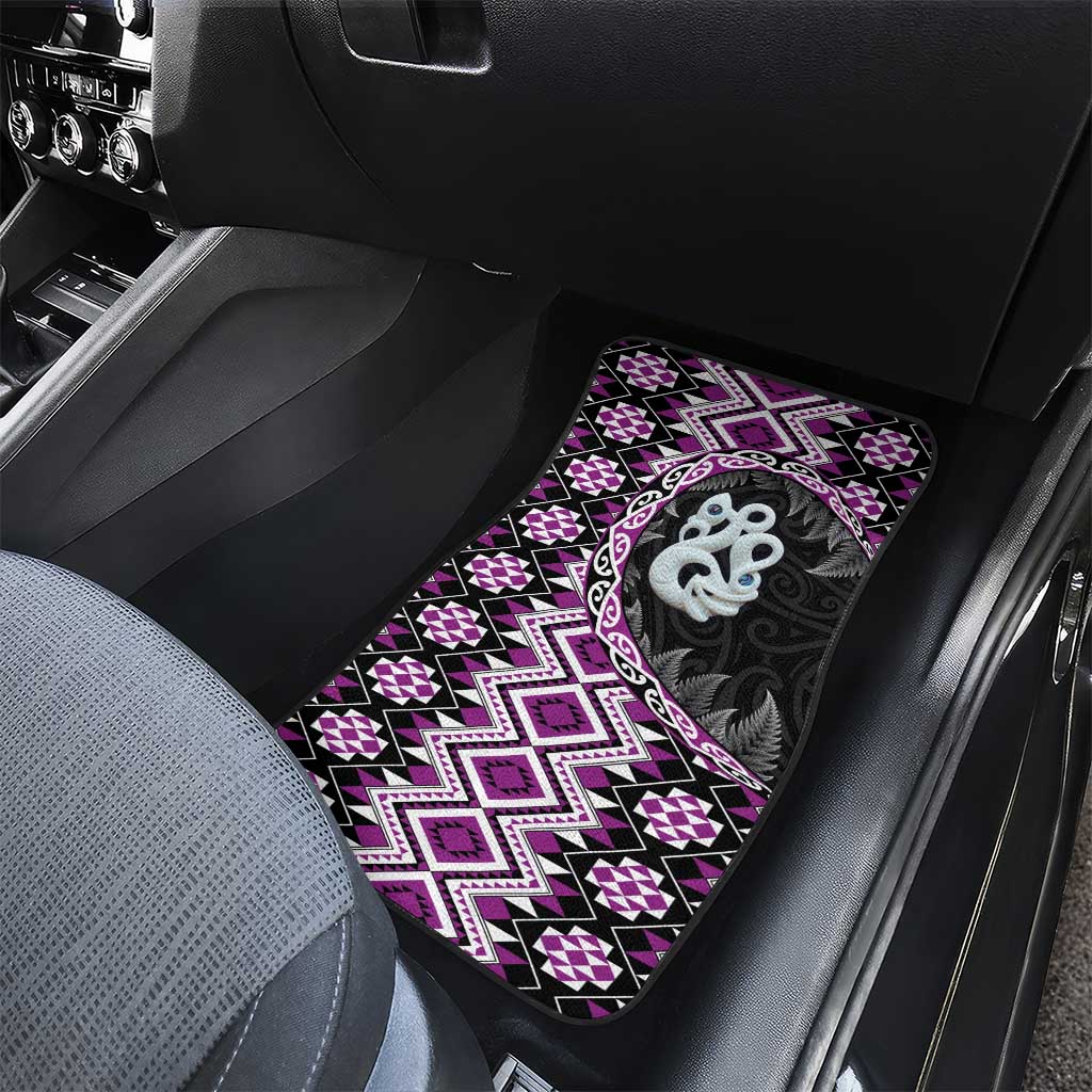 Purple Taniko Motif Aotearoa Manaia and Silver Fern Car Mats LT03 - Polynesian Pride