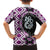Purple Taniko Motif Aotearoa Manaia and Silver Fern Family Matching Off Shoulder Maxi Dress and Hawaiian Shirt
