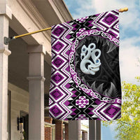 Purple Taniko Motif Aotearoa Manaia and Silver Fern Garden Flag LT03 House Flag Purple - Polynesian Pride