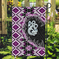 Purple Taniko Motif Aotearoa Manaia and Silver Fern Garden Flag LT03 Garden Flag Purple - Polynesian Pride