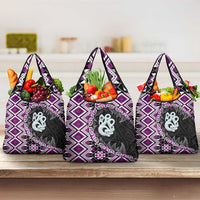 Purple Taniko Motif Aotearoa Manaia and Silver Fern Grocery Bag LT03 3-pack One Size Purple - Polynesian Pride