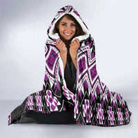 Purple Taniko Motif Aotearoa Manaia and Silver Fern Hooded Blanket LT03 - Polynesian Pride