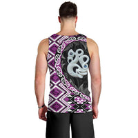 Purple Taniko Motif Aotearoa Manaia and Silver Fern Men Tank Top LT03 - Polynesian Pride