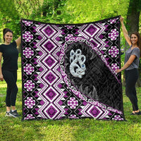 Purple Taniko Motif Aotearoa Manaia and Silver Fern Quilt