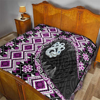 Purple Taniko Motif Aotearoa Manaia and Silver Fern Quilt