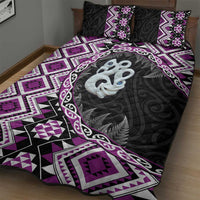 Purple Taniko Motif Aotearoa Manaia and Silver Fern Quilt Bed Set LT03 - Polynesian Pride