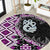 Purple Taniko Motif Aotearoa Manaia and Silver Fern Round Carpet