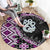 Purple Taniko Motif Aotearoa Manaia and Silver Fern Round Carpet