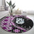 Purple Taniko Motif Aotearoa Manaia and Silver Fern Round Carpet