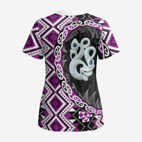 Purple Taniko Motif Aotearoa Manaia and Silver Fern Scrub Top LT03 - Polynesian Pride