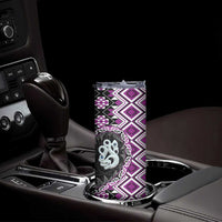 Purple Taniko Motif Aotearoa Manaia and Silver Fern Skinny Tumbler