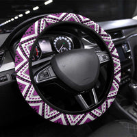 Purple Taniko Motif Aotearoa Manaia and Silver Fern Steering Wheel Cover LT03 Universal Fit Purple - Polynesian Pride