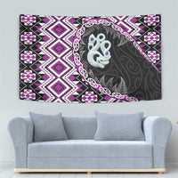 Purple Taniko Motif Aotearoa Manaia and Silver Fern Tapestry