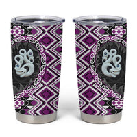 Purple Taniko Motif Aotearoa Manaia and Silver Fern Tumbler Cup LT03 Purple - Polynesian Pride