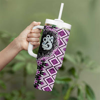Purple Taniko Motif Aotearoa Manaia and Silver Fern Tumbler With Handle LT03 - Polynesian Pride