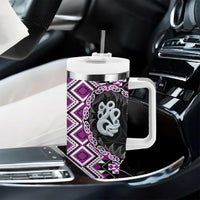 Purple Taniko Motif Aotearoa Manaia and Silver Fern Tumbler With Handle LT03 - Polynesian Pride