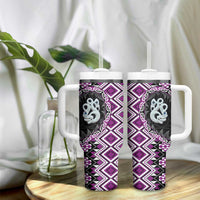Purple Taniko Motif Aotearoa Manaia and Silver Fern Tumbler With Handle LT03 - Polynesian Pride