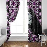 Purple Taniko Motif Aotearoa Manaia and Silver Fern Window Curtain LT03 - Polynesian Pride