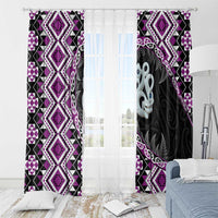 Purple Taniko Motif Aotearoa Manaia and Silver Fern Window Curtain LT03 - Polynesian Pride