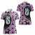 Purple Taniko Motif Aotearoa Manaia and Silver Fern Women Polo Shirt