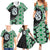 Green Taniko Motif Aotearoa Manaia and Silver Fern Family Matching Summer Maxi Dress and Hawaiian Shirt