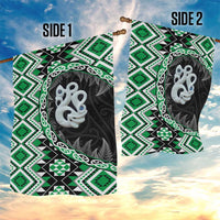 Green Taniko Motif Aotearoa Manaia and Silver Fern Garden Flag LT03 - Polynesian Pride