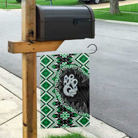 Green Taniko Motif Aotearoa Manaia and Silver Fern Garden Flag LT03 - Polynesian Pride