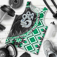 Green Taniko Motif Aotearoa Manaia and Silver Fern Men Tank Top LT03 - Polynesian Pride