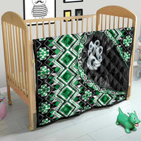 Green Taniko Motif Aotearoa Manaia and Silver Fern Quilt