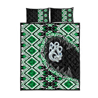 Green Taniko Motif Aotearoa Manaia and Silver Fern Quilt Bed Set LT03 - Polynesian Pride