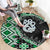 Green Taniko Motif Aotearoa Manaia and Silver Fern Round Carpet