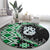 Green Taniko Motif Aotearoa Manaia and Silver Fern Round Carpet