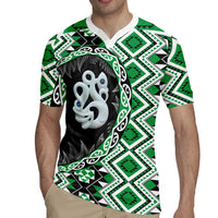 Green Taniko Motif Aotearoa Manaia and Silver Fern Rugby Jersey